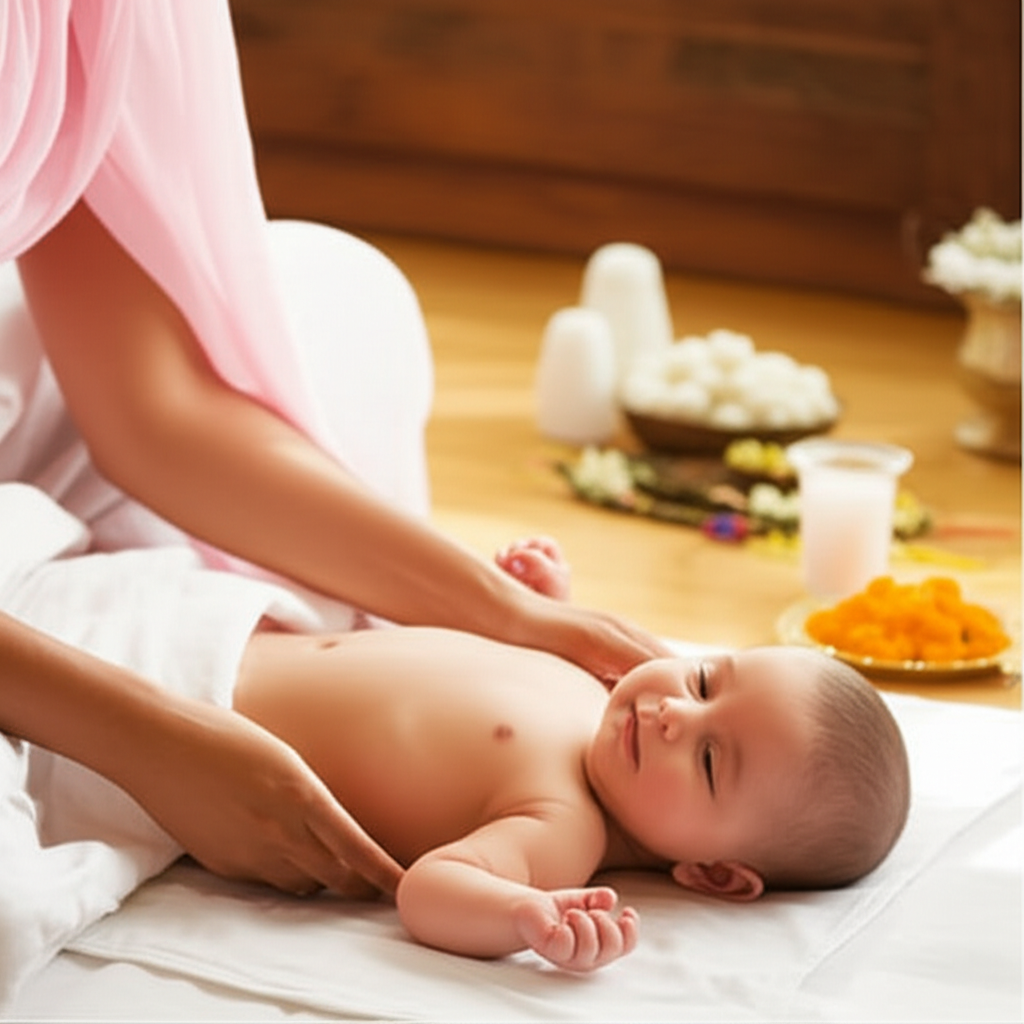 Traditional Ayurvedic baby massage